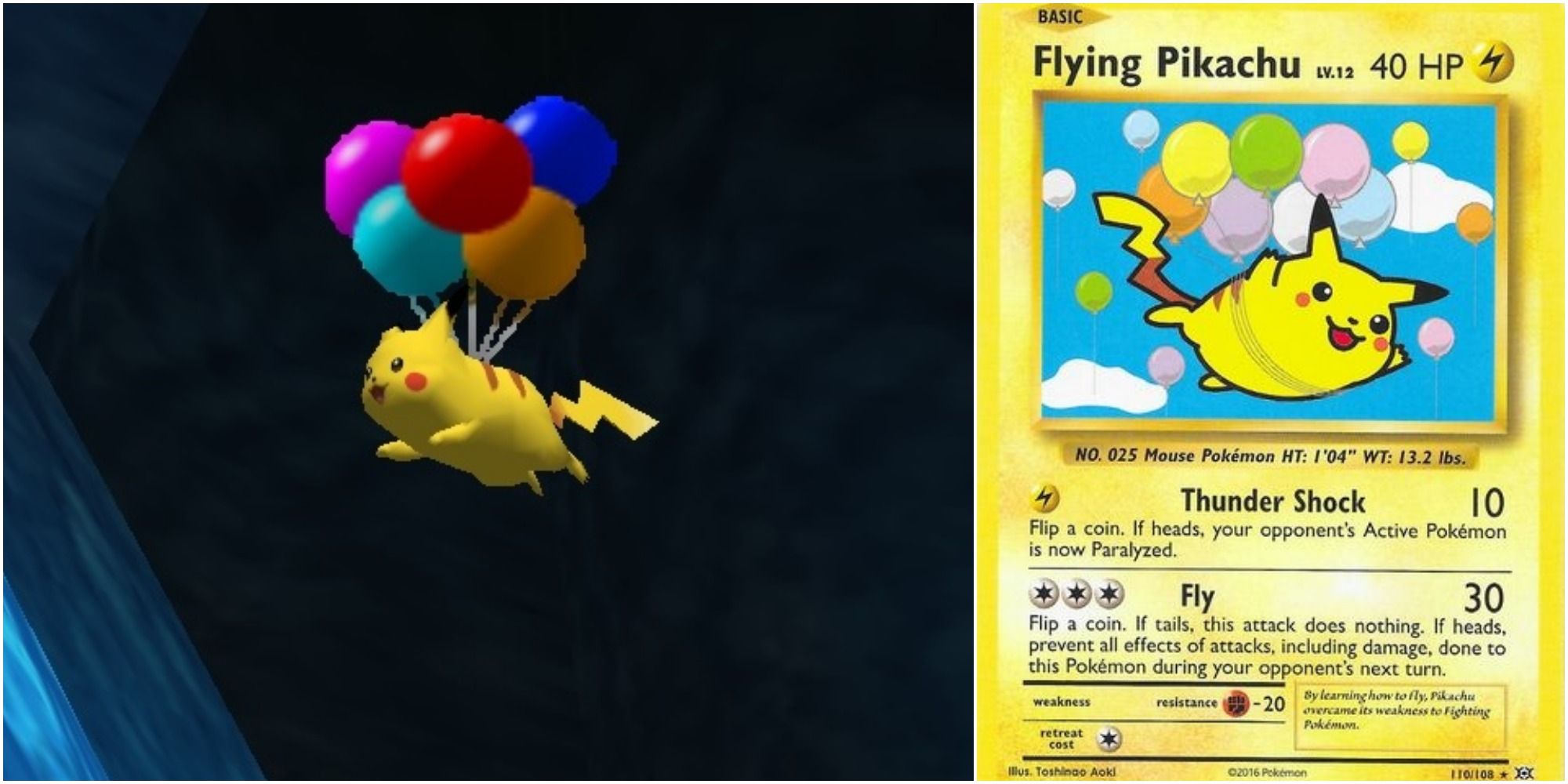 flying pikachu and balloon pikachu in snap