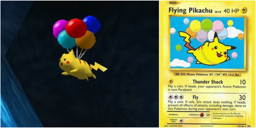 flying pikachu and balloon pikachu in snap