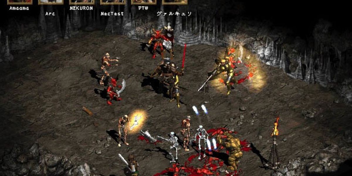 Diablo 2 chiến đấu chống lại mob với một nhóm nhiều người chơi