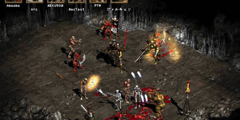Diablo 2 Fighting Against Mobs With A Multiplayer Group