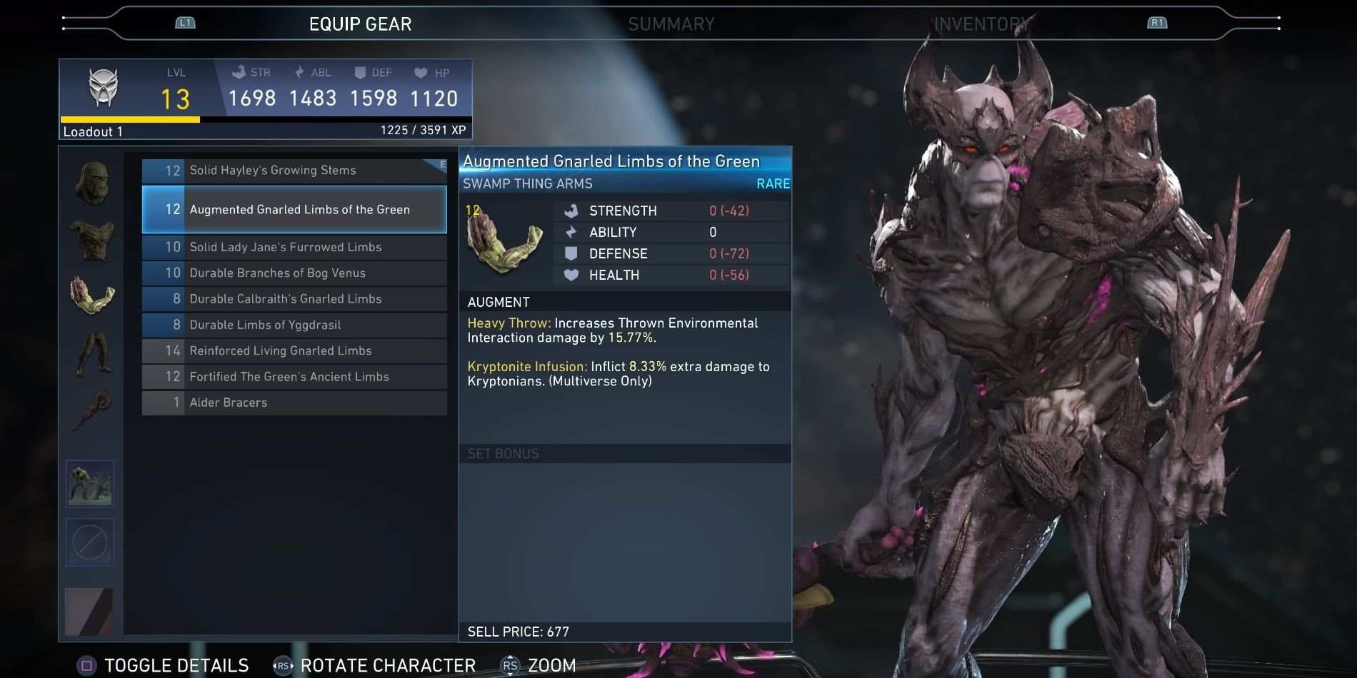 Gear scales with Swamp Thing's level in Injustice 2