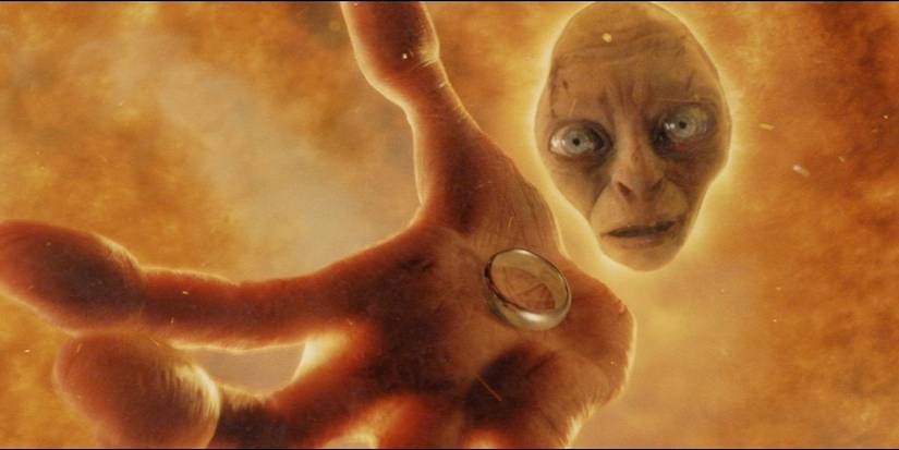 Lord of the Rings Gollum in Lava Clutching the One Ring