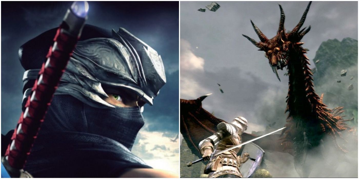 (Left) Ninja Gaiden Sigma 2 front cover (Right) Bridge Dragon from Dark Souls 1