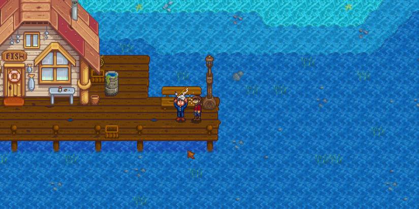 Using bait to fish in Stardew Valley