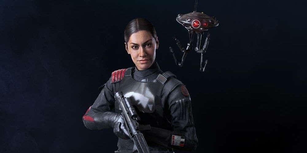 Iden Versio and her support droid in Star Wars Battlefront II