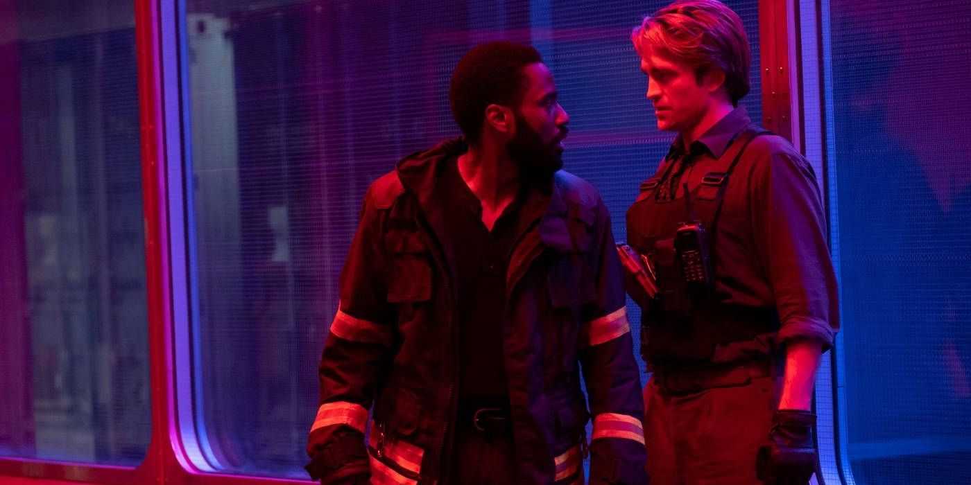 John David Washington as the Protagonist and Robert Pattinson as Neil in a promotional image for Tenet