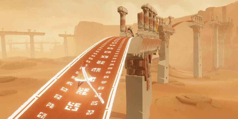 Bridges of cloth connecting structures in Journey