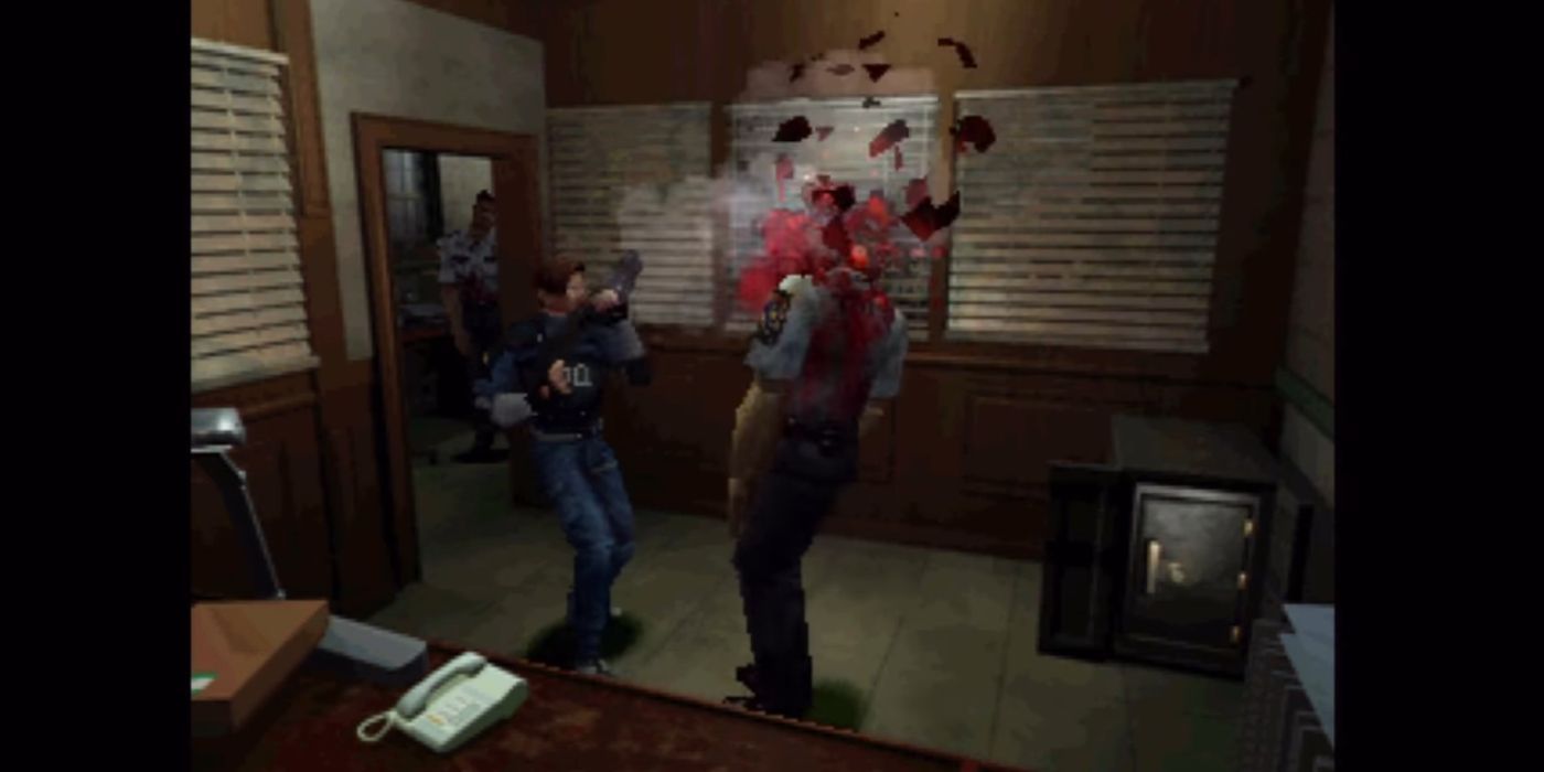 Leon Shotgun Headshot Zombie Resident Evil 2 PSX