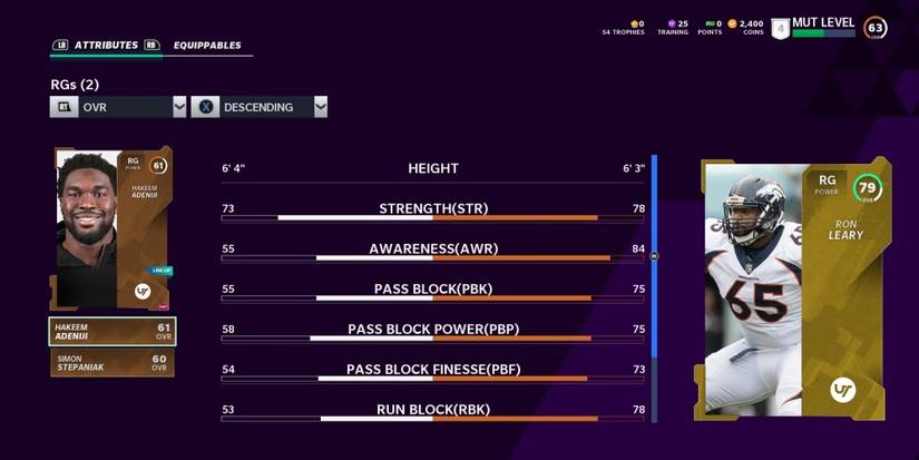 Madden NFL 21 Comparing Ron Leary To Right Guards