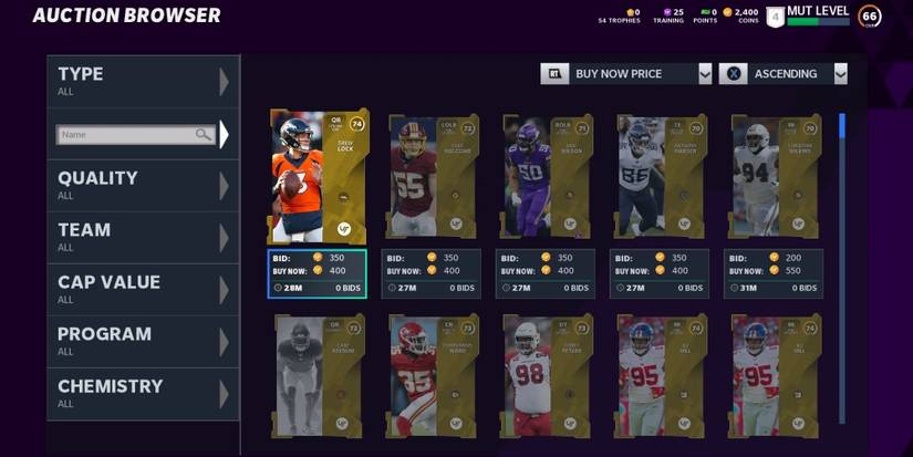 Madden NFL 21 Drew Lock On Auction House
