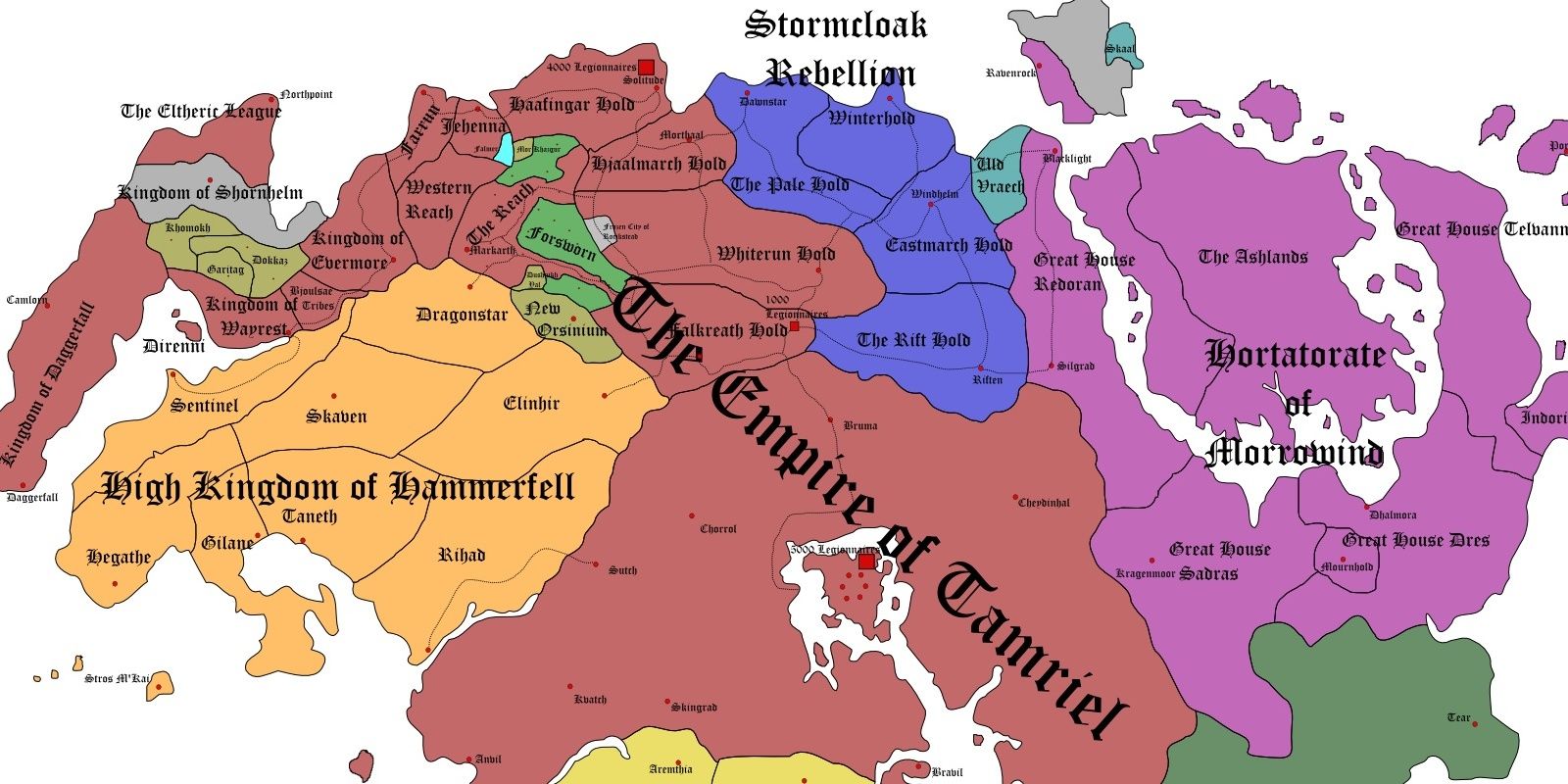 Map Of The Empire In The Elder Scrolls