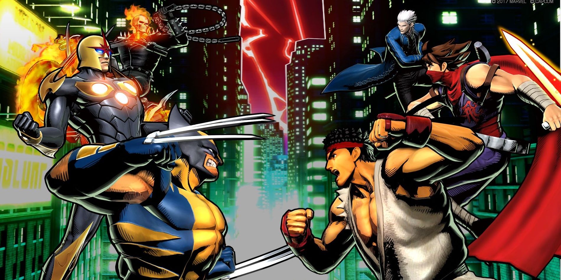 The characters clash in Marvel vs. Capcom 3