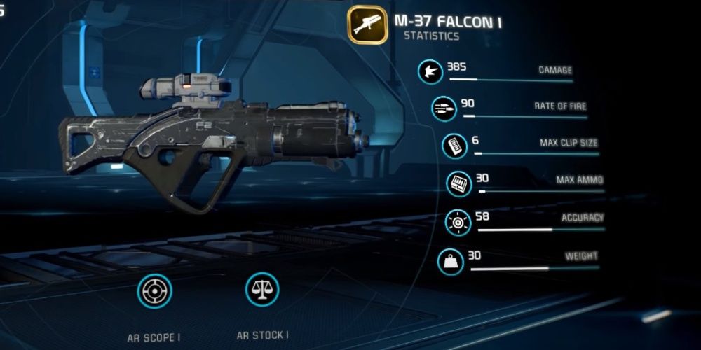 Mass Effect Andromeda M 37 Falcon Assault Rifle In Game Menu