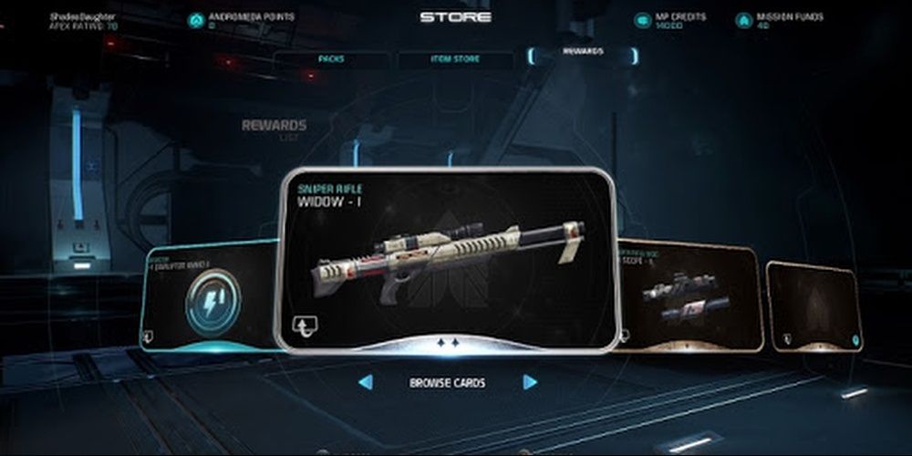 Mass Effect Andromeda Widow Sniper Rifle In Game Menu