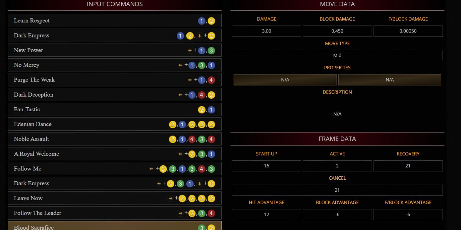 Mortal Kombat 11 Command List For Kitana