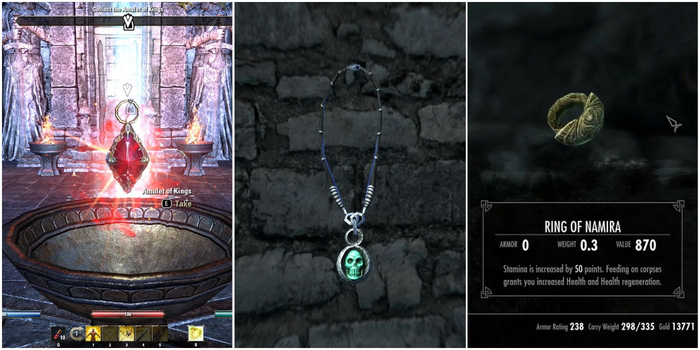Amulet Of King, Necromancer's Amulet & Namira's Ring From The Elder Scrolls
