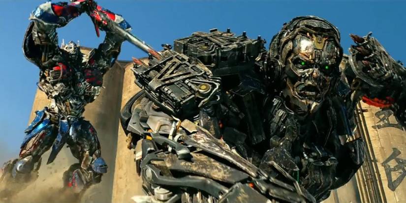 Optimus in the air and about to stab lockdown to death.