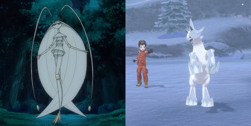 Pheromosa in Pokemon anime and trainer's Glastrier in Sword and Shield