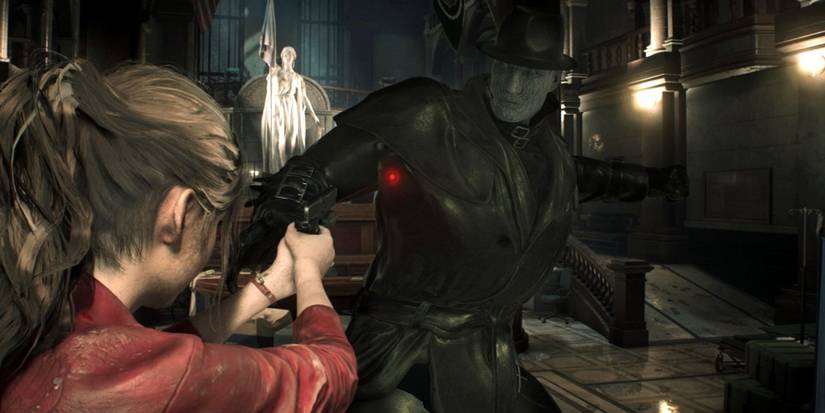 Resident Evil 2 Remake Mr. X About To Punch Claire