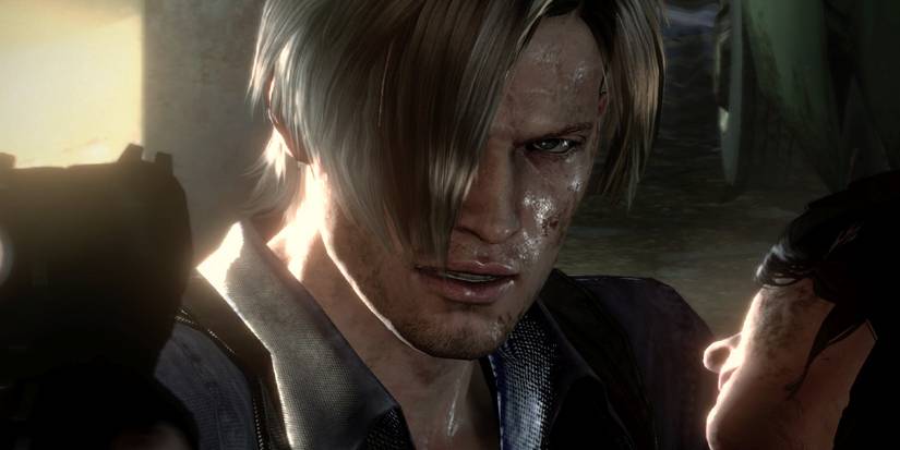 Resident Evil 6 Leon aiming gun up close