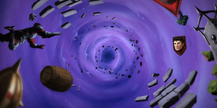 Runescape 3 portal of different quests, including barrels, stone, and a face on a plaque