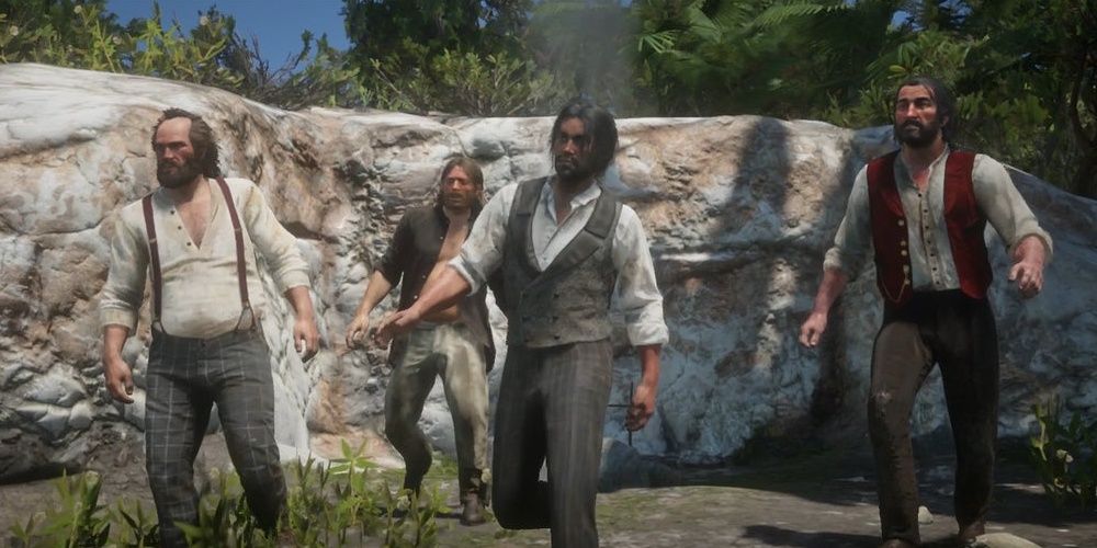 The gang on Guarma in Red Dead Redemption 2