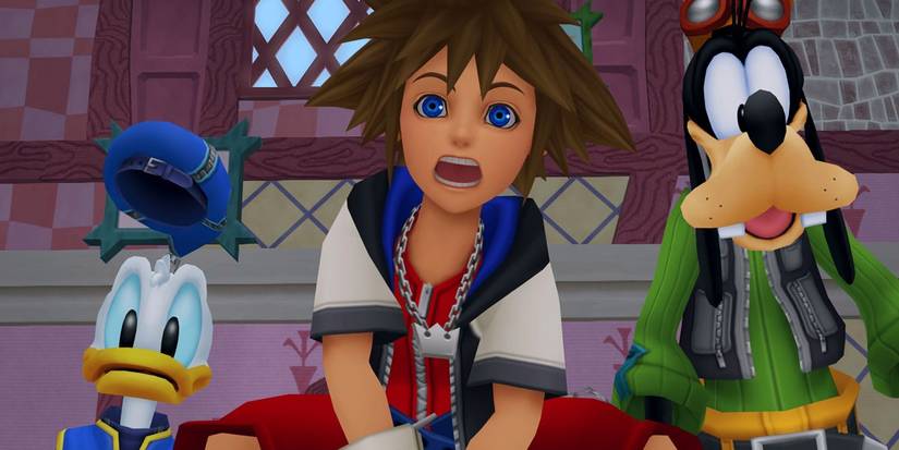 Sora, Donald, and Goofy in Kingdom Hearts