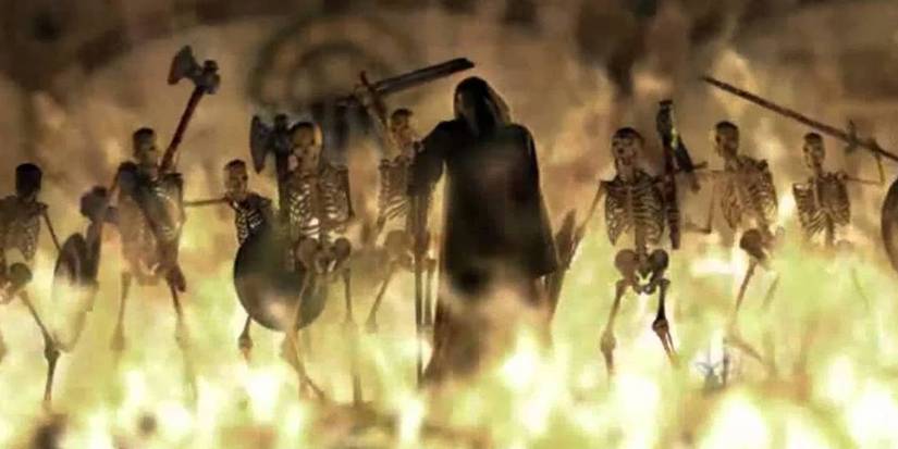 Diablo 2 Hooded Figure With Skeletal Summons At The Inn