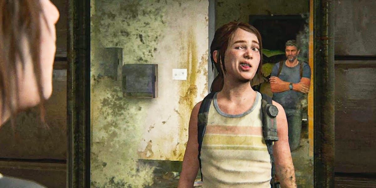 Ellie making faces in a mirror The Last Of Us Part 2
