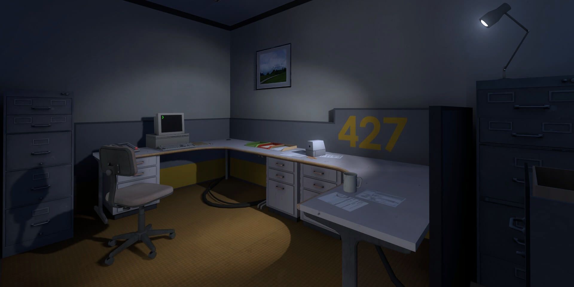 The office of employee 427, otherwise known as Stanley, in The Stanley Parable