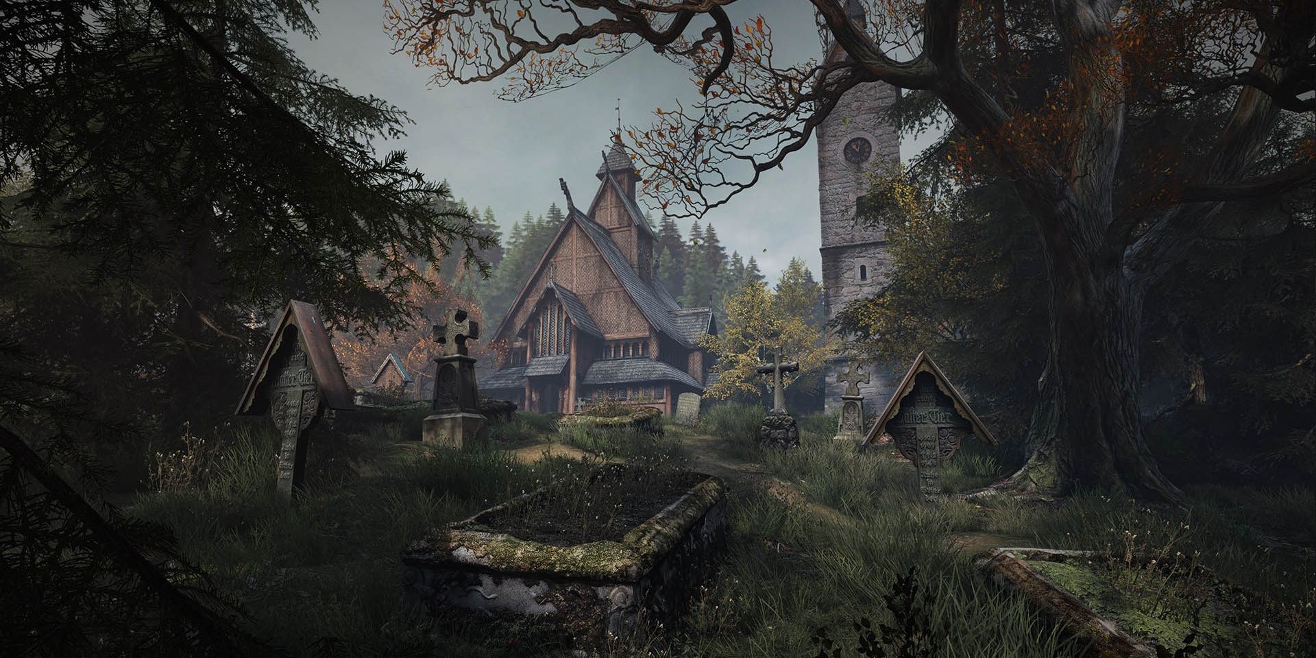 A church and graveyard in The Vanishing of Ethan Carter