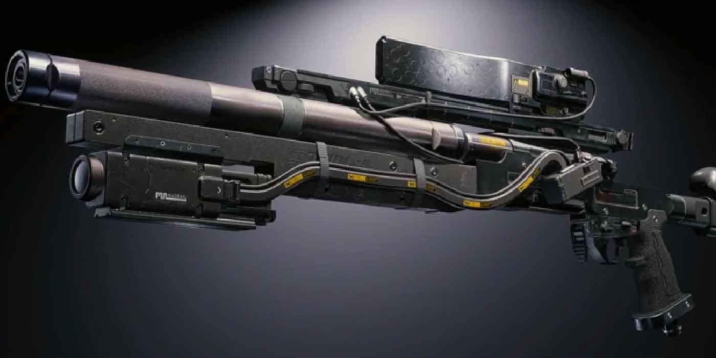 Armas inteligentes en Cyberpunk 2077. El rifle de francotirador inteligente Tsunami Ashura.