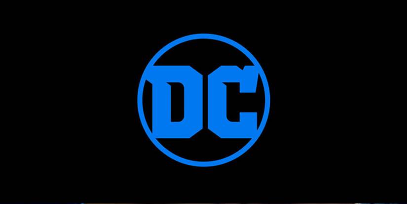 The DC logo in blue on a black background
