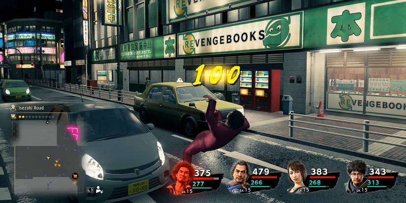 Yakuza Like a Dragon ichi getting hit by car