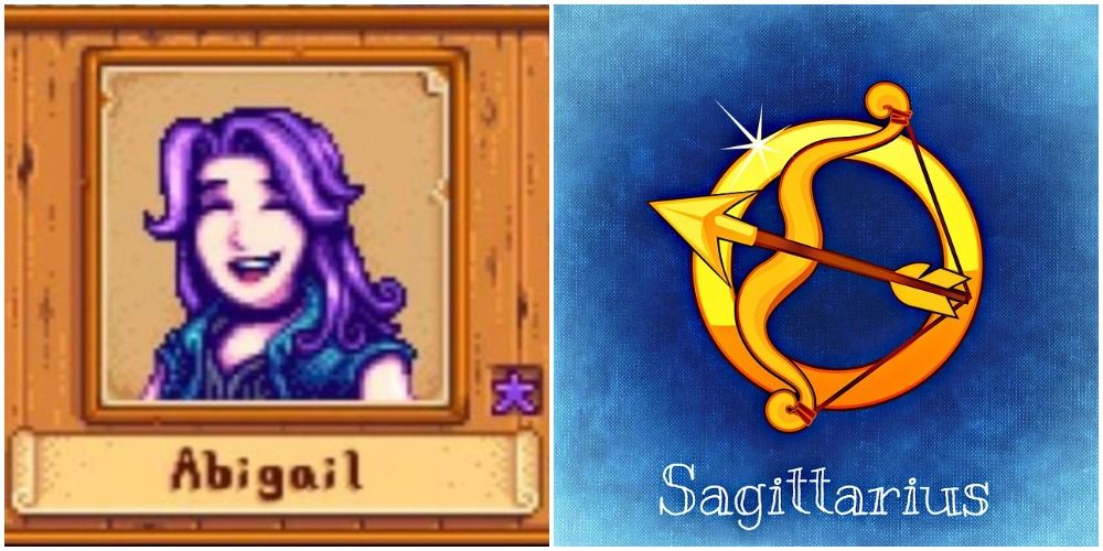 Abigail beside a Sagittarius sign