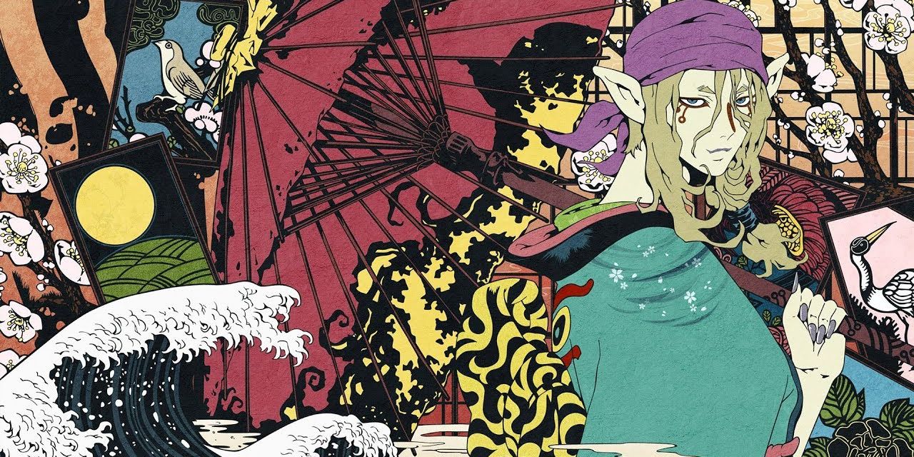 the medicine seller from the vibrant anime poster for mononoke