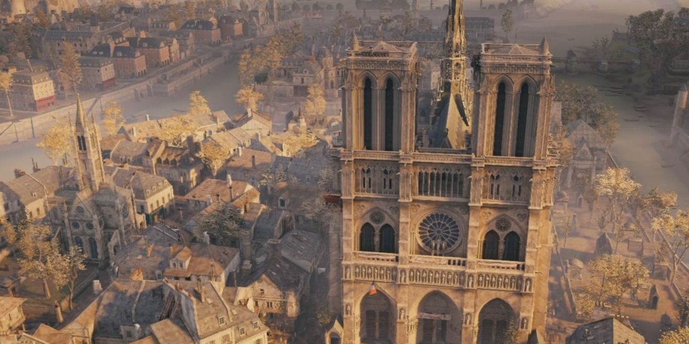 Парижские крыши с Нотр Дамном посередине