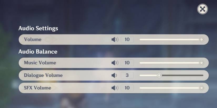 genshin impact setting audio screen