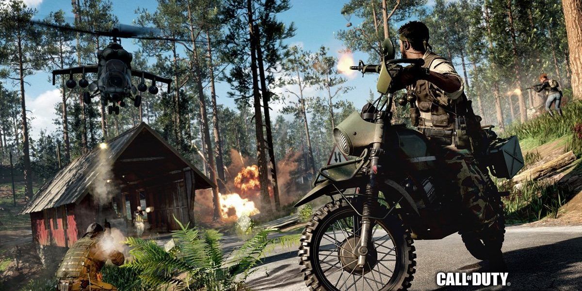 Call of Duty motorcycle shooting helicopter