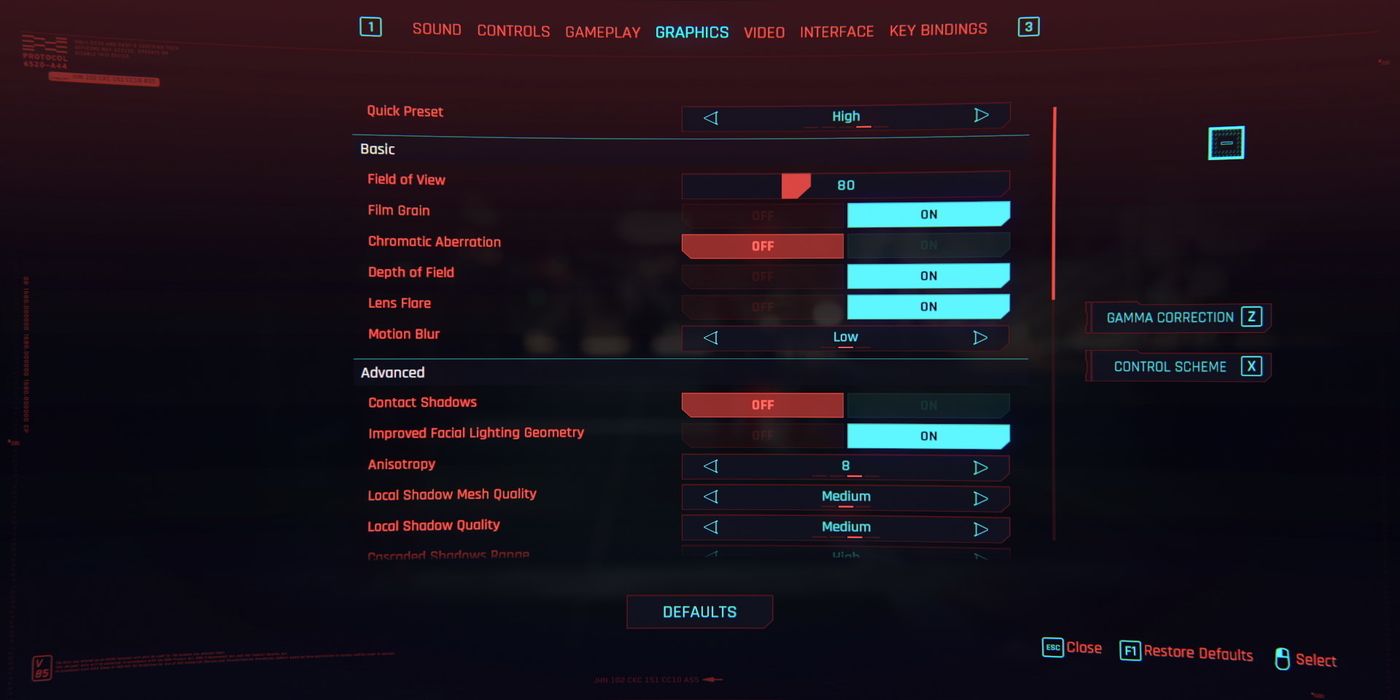 cyberpunk 2077 graphics settings