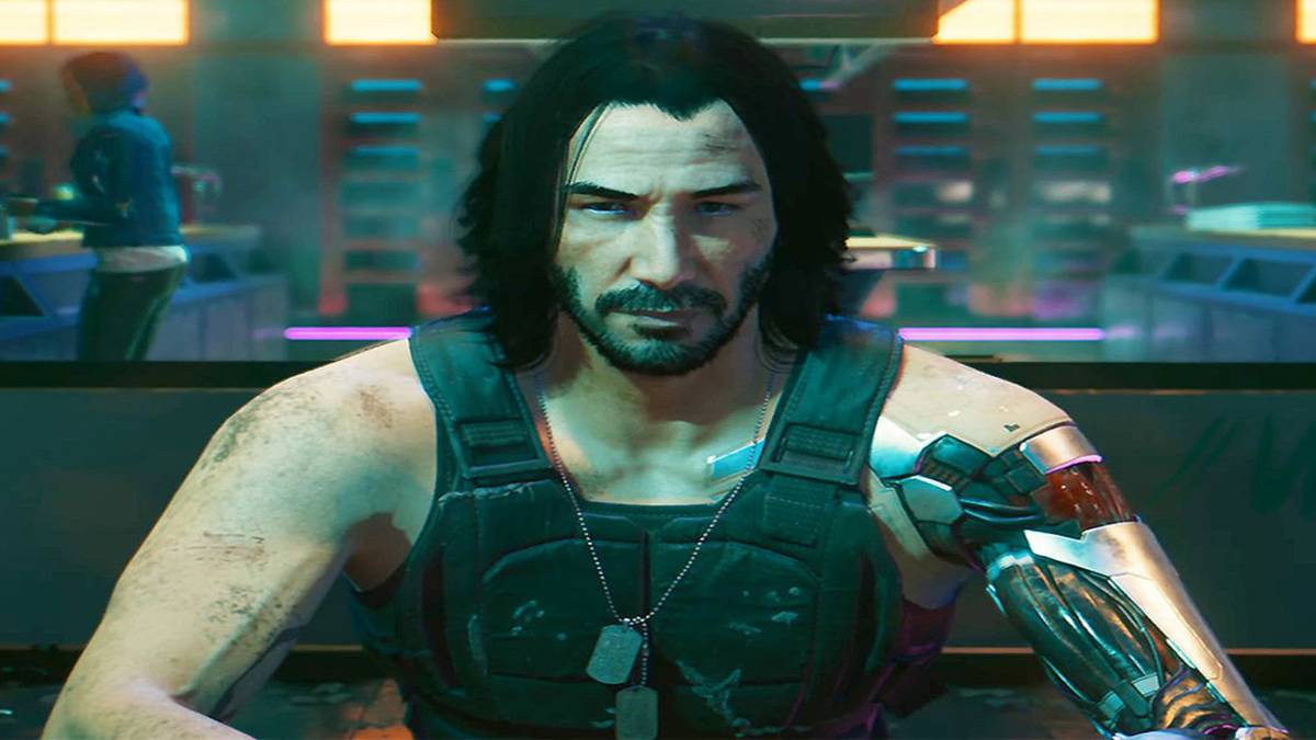 Johnny Silverhand at a table