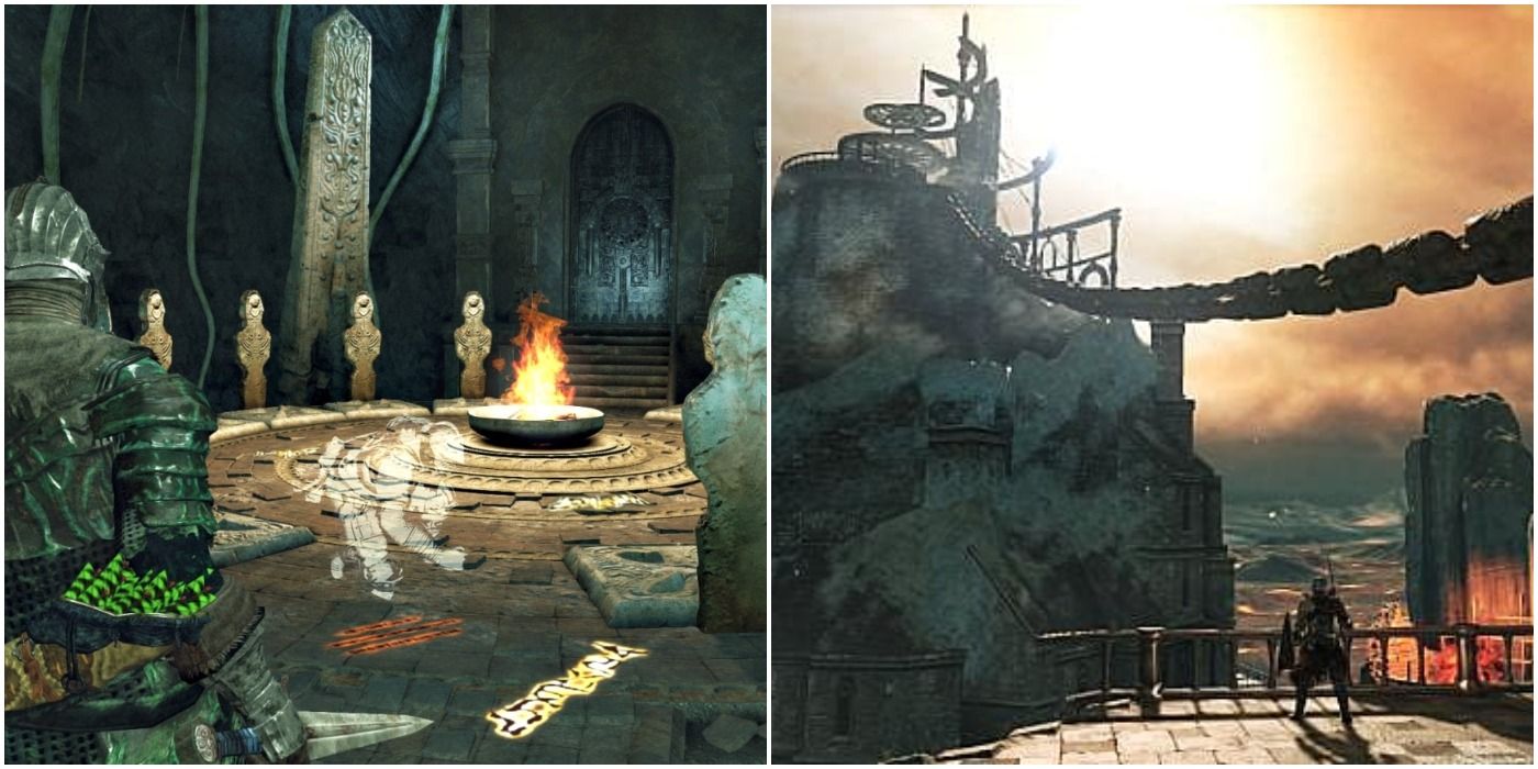 (Left) Dark Souls 2 - DLC Enterance (Right) Dark Souls 2 - crown of the old king dlc