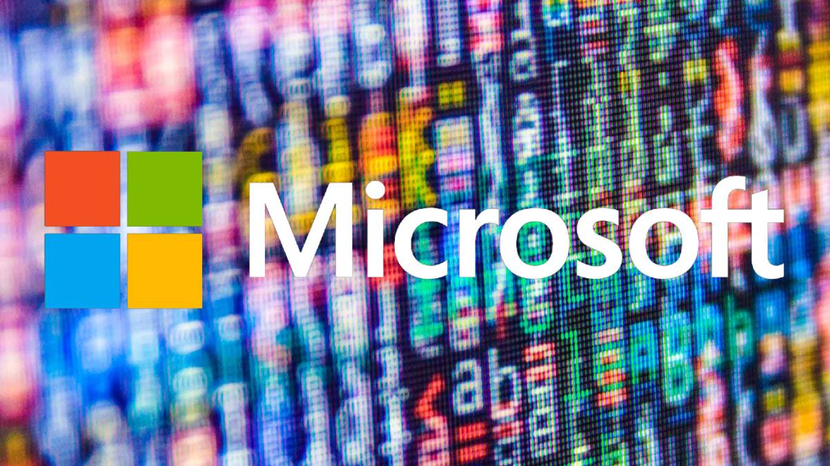 microsoft logo in front of code