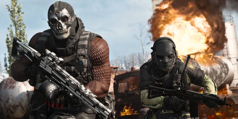 two characters running from explosion