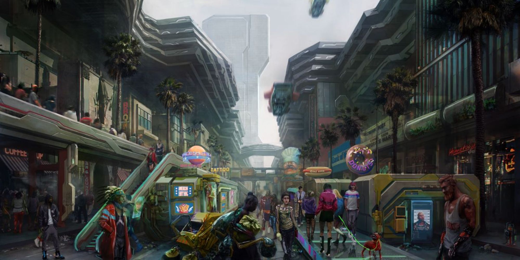 cyberpunk 2077 game concept art diversity city