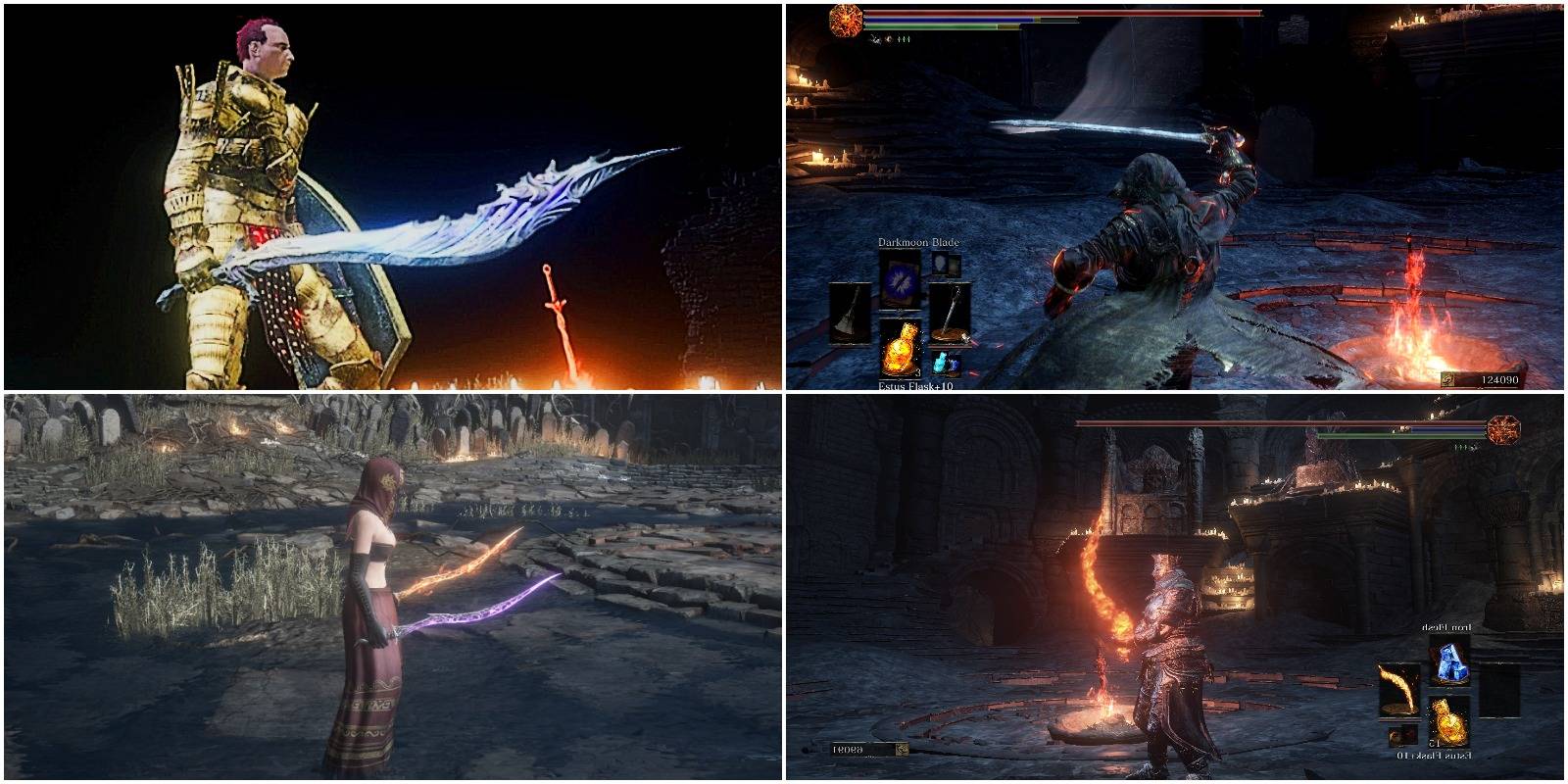 storm curbed sword, dancer's enchanted swords, follower sabre, and demon's scar.