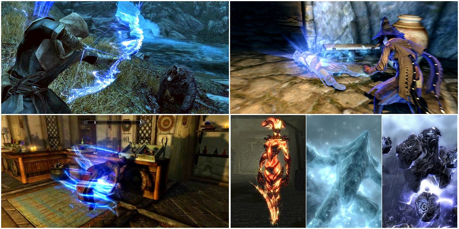 spells in the conjuration skill such as bound bow, raise dead, soul trap and a few images of elemental atronachs.