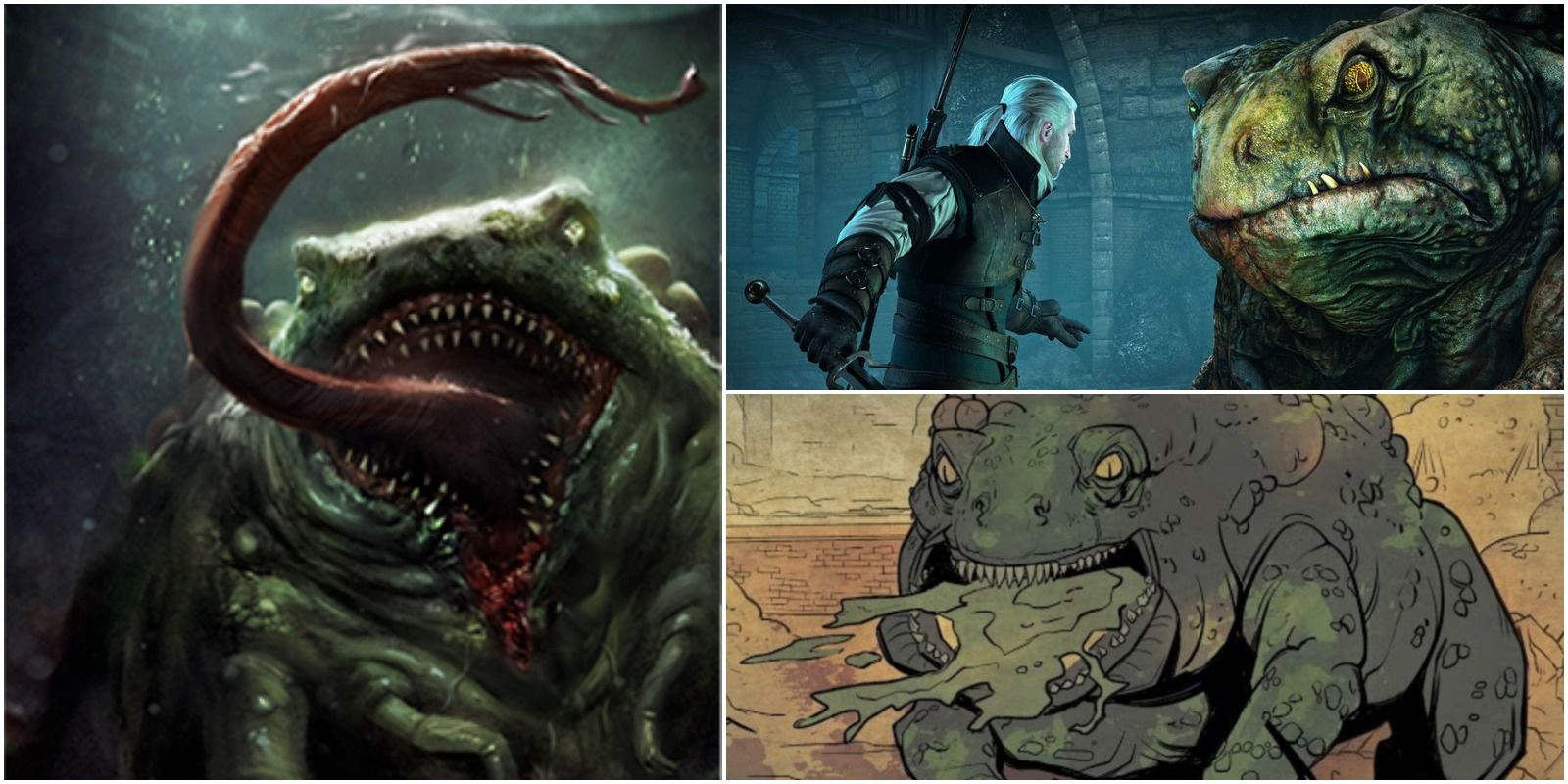 the toad prince from gwent, the witcher 3, and the witcher comics.
