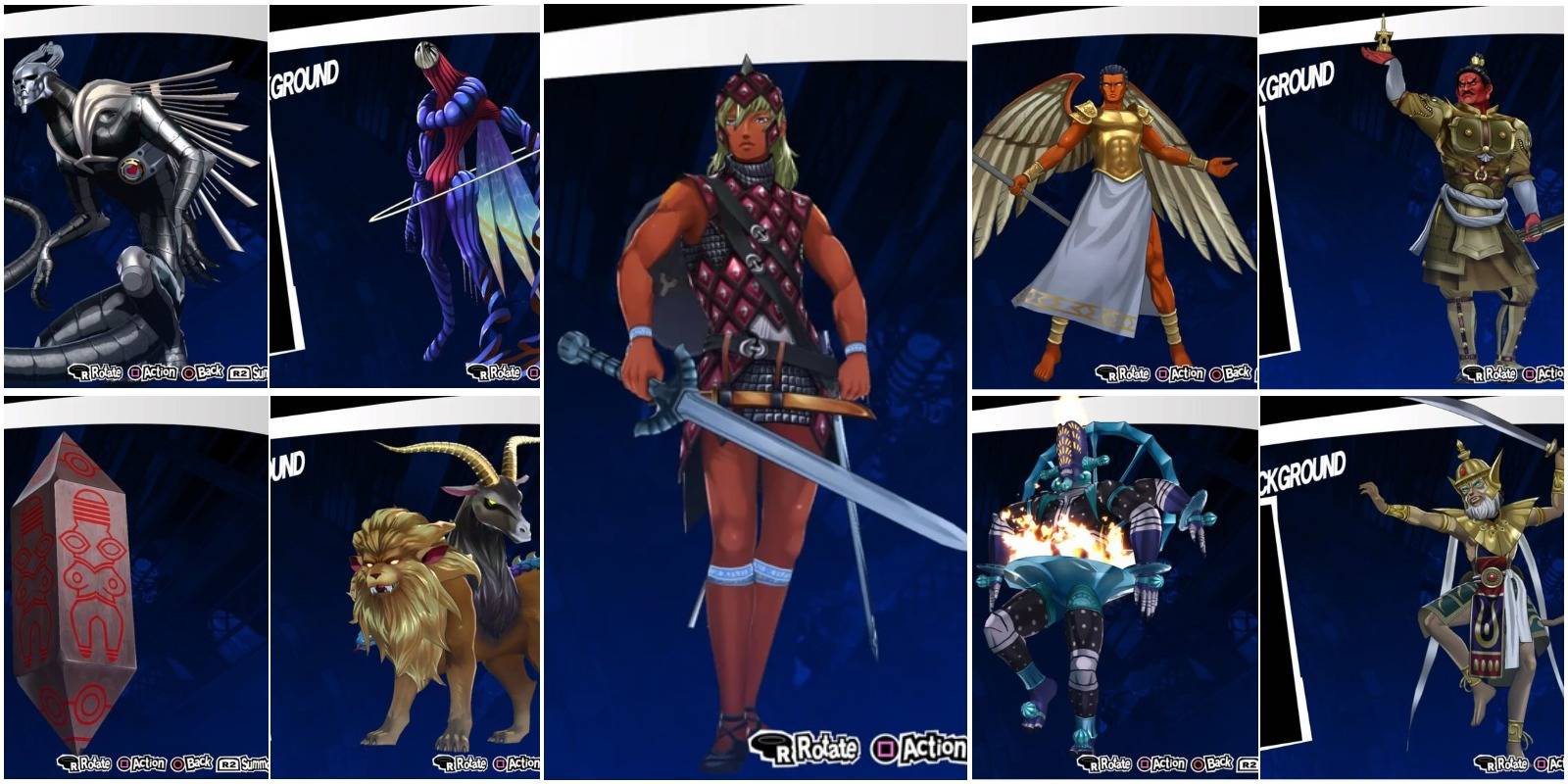 the persona siegfried surrounded by the personas that can fuse to make him