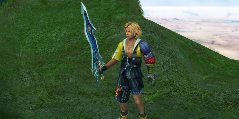 Tidus wielding the Caladbolg in Final Fantasy X
